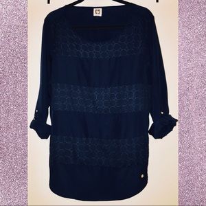 Navy Striped Anne Kline Blouse